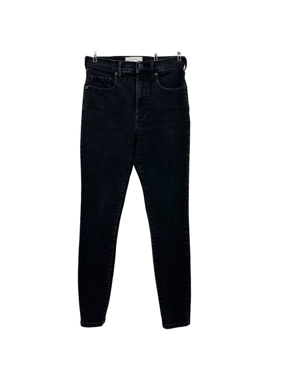 Everlane Womens 27 Jeans The High Rise Skinny Jean Black Distressed Denim